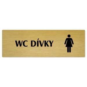 WC dívky, 200x66mm, zlatá popiska 