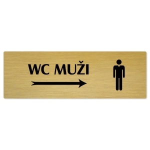 WC muži vpravo, 200x66mm, zlatá popiska 