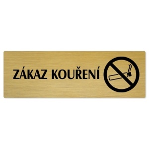 Zákaz kouření, 200x66mm, zlatá popiska 