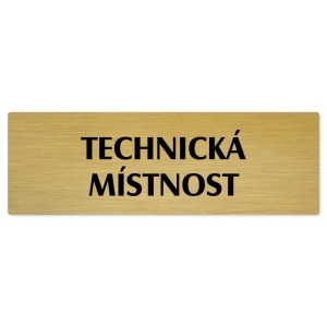 Technická místnost, 200x66mm, zlatá popiska 