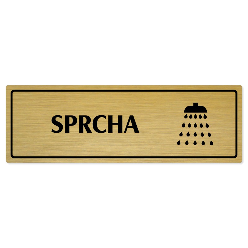 Sprcha, 240x79mm, zlatá popiska s rámečkem