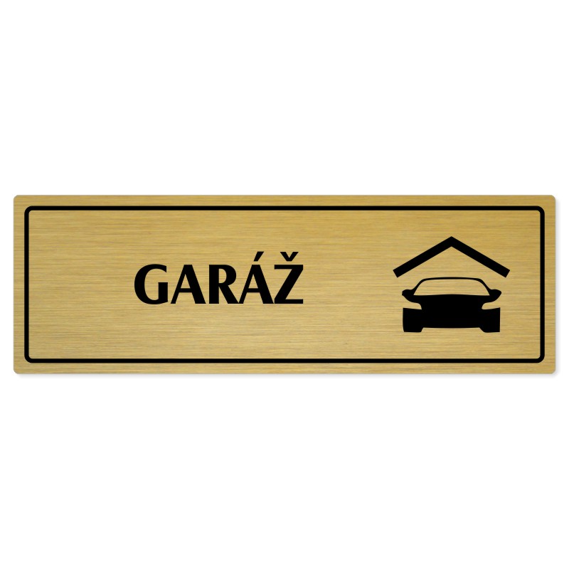 Garáž, 240x79mm, zlatá popiska s rámečkem