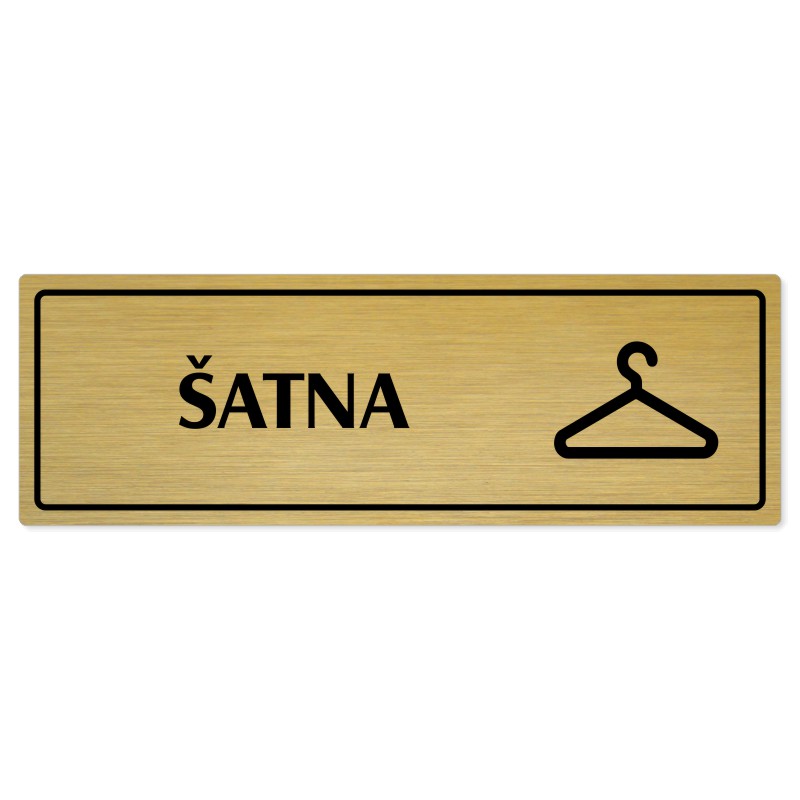 Šatna, 240x79mm, zlatá popiska s rámečkem