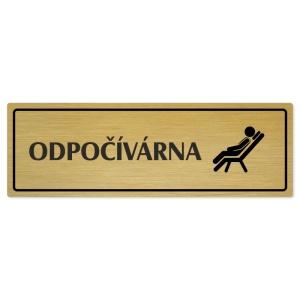 Odpočívárna, 200x66mm, zlatá popiska s rámečkem
