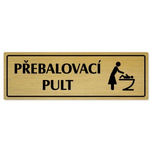 Přebalovací pult, 200x66mm, zlatá popiska s rámečkem
