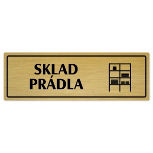 Sklad prádla, 200x66mm, zlatá popiska s rámečkem
