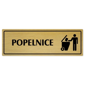 Popelnice, 240x79mm, zlatá popiska s rámečkem