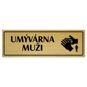 Umývárna muži, 240x79mm, zlatá popiska s rámečkem