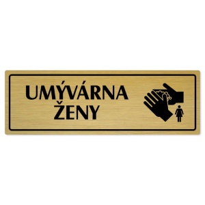 Umývárna ženy, 240x79mm, zlatá popiska s rámečkem