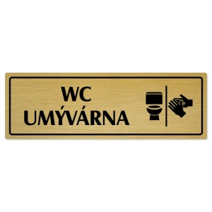 WC umývárna, 240x79mm, zlatá popiska s rámečkem