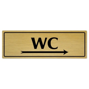 WC vpravo, 200x66mm, zlatá popiska s rámečkem