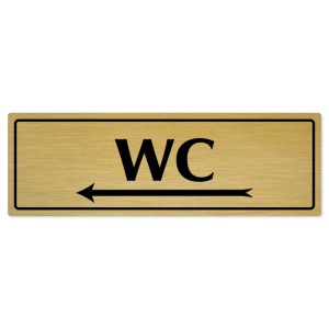 WC vlevo, 200x66mm, zlatá popiska s rámečkem