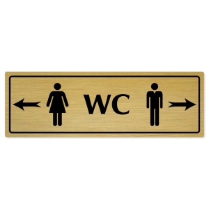 WC společné - rozcestník, 200x66mm, zlatá popiska s rámečkem