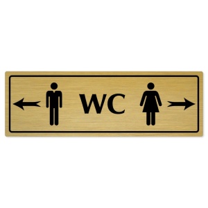 WC společné - rozcestník, 200x66mm, zlatá popiska s rámečkem