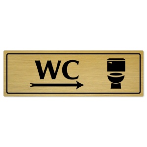 WC vpravo, 240x79mm, zlatá popiska s rámečkem