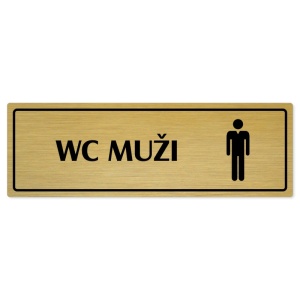 WC muži, 200x66mm, zlatá popiska s rámečkem