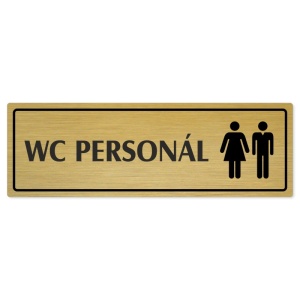 WC personál společné, 200x66mm, zlatá popiska s rámečkem