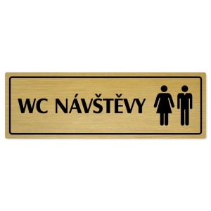 WC návštěvy společné, 240x79mm, zlatá popiska s rámečkem
