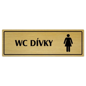 WC dívky, 200x66mm, zlatá popiska s rámečkem