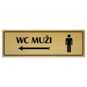 WC muži vlevo, 200x66mm, zlatá popiska s rámečkem