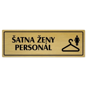 Šatna ženy personál, 200x66mm, zlatá popiska s rámečkem