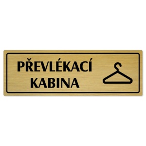 Převlékací kabina, 200x66mm, zlatá popiska s rámečkem