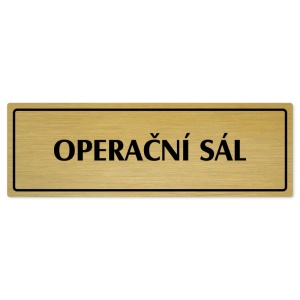 Operační sál, 200x66mm, zlatá popiska s rámečkem