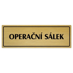 Operační sálek, 200x66mm, zlatá popiska s rámečkem