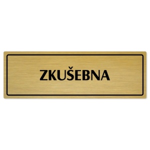 Zkušebna, 200x66mm, zlatá popiska s rámečkem