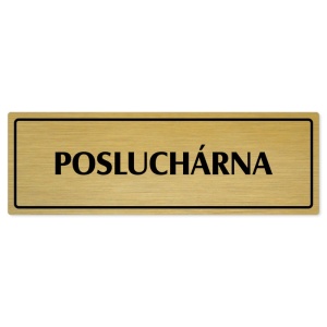 Posluchárna, 200x66mm, zlatá popiska s rámečkem