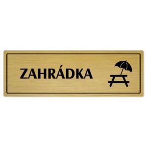 Zahrádka, 200x66mm, zlatá popiska s dvojtým rámečkem