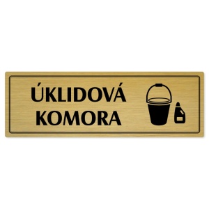 Úklidová komora, 200x66mm, zlatá popiska s dvojtým rámečkem
