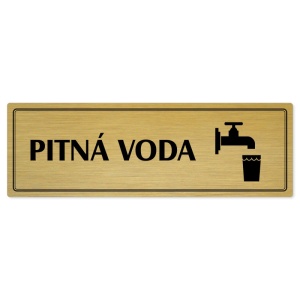 Pitná voda, 240x79mm, zlatá popiska s dvojtým rámečkem