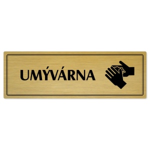 Umývárna, 200x66mm, zlatá popiska s dvojtým rámečkem