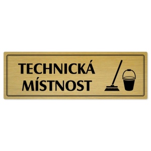 Technická místnost, 240x79mm, zlatá popiska s dvojtým rámečkem