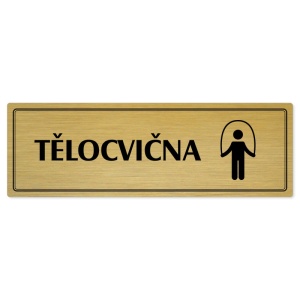 Tělocvična, 200x66mm, zlatá popiska s dvojtým rámečkem
