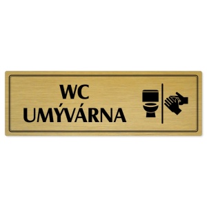 WC umývárna, 200x66mm, zlatá popiska s dvojtým rámečkem