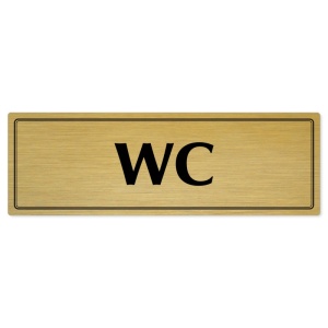 WC, 240x79mm, zlatá popiska s dvojtým rámečkem