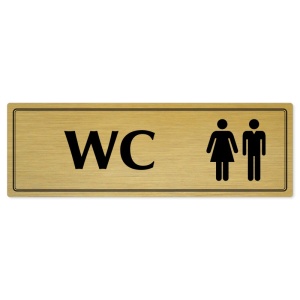 WC společné, 200x66mm, zlatá popiska s dvojtým rámečkem