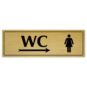 WC ženy vpravo, 200x66mm, zlatá popiska s dvojtým rámečkem