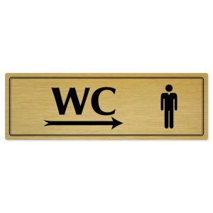 WC muži vpravo, 240x79mm, zlatá popiska s dvojtým rámečkem