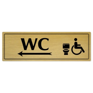 WC invalida vlevo, 240x79mm, zlatá popiska s dvojtým rámečkem