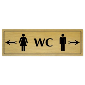WC společné - rozcestník, 200x66mm, zlatá popiska s dvojtým rámečkem