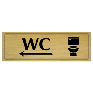WC vlevo, 240x79mm, zlatá popiska s dvojtým rámečkem