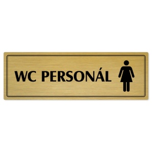 WC personál ženy, 200x66mm, zlatá popiska s dvojtým rámečkem