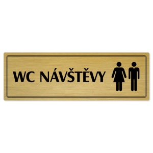 WC návštěvy společné, 200x66mm, zlatá popiska s dvojtým rámečkem
