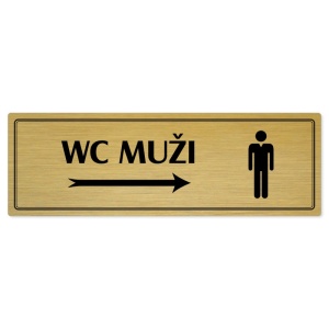 WC muži vpravo, 200x66mm, zlatá popiska s dvojtým rámečkem