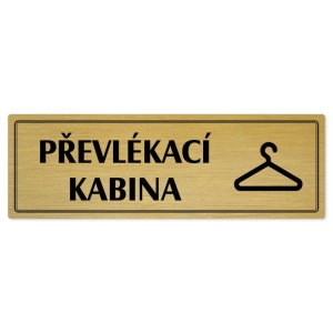 Převlékací kabina, 200x66mm, zlatá popiska s dvojtým rámečkem