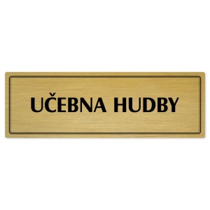 Učebna hudby, 200x66mm, zlatá popiska s dvojtým rámečkem