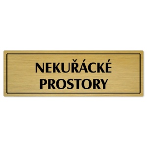 Nekuřácké prostory, 240x79mm, zlatá popiska s dvojtým rámečkem